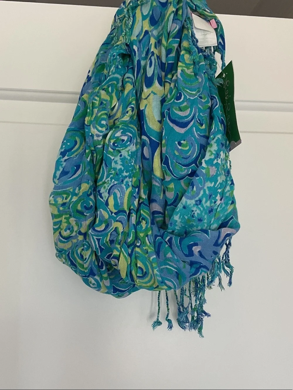 Lilly Pulitzer Blue and Green Swirl Decorative Scarf/Drape